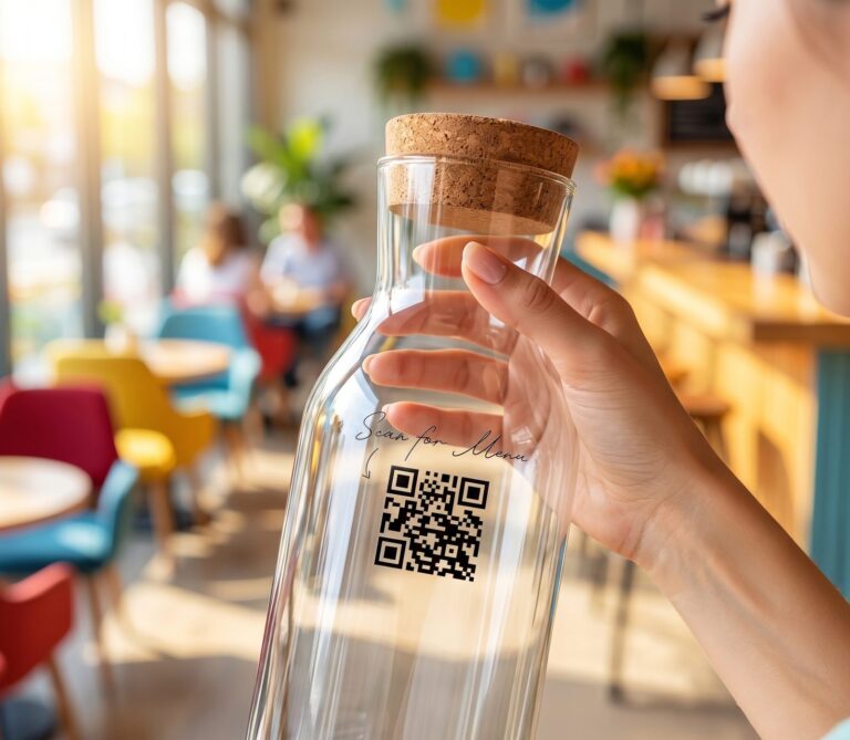 Karafka z nadrukowanym kodem QR