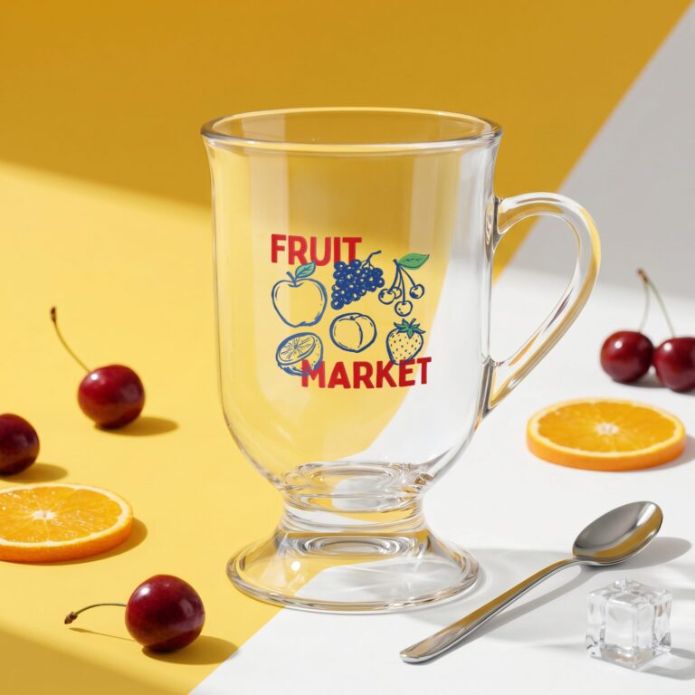 Szklany kubek z nadrukiem Fruit Market