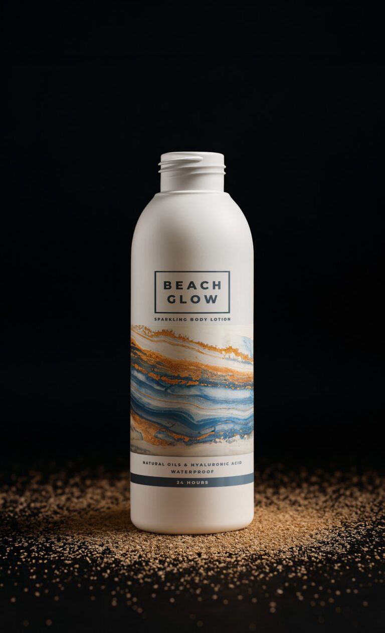 Biała butelka z tworzywa z nadrukiem Beach Glow